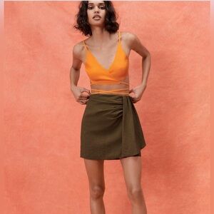 Zara Khaki Wrap Mini Skirt